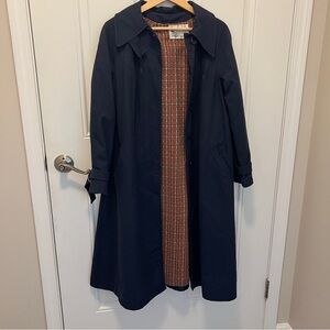 Vintage London Fog Navy Blue Trench Coat with hood